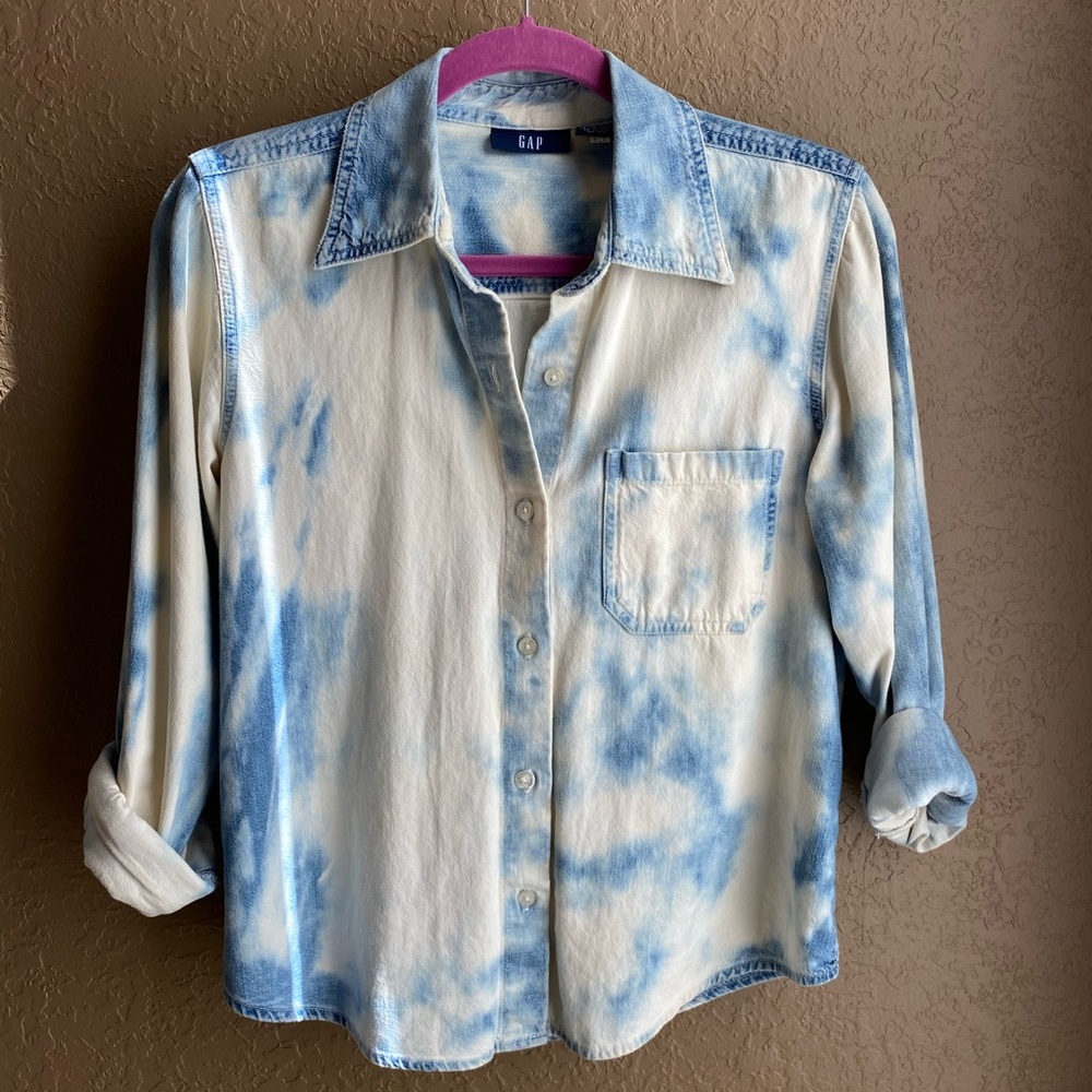 Gap Hand Bleached “Denim” Button Down - image 1